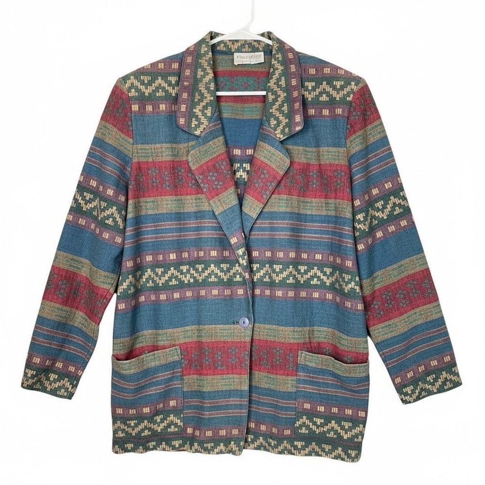 80s Paquette Aztec patterned blazer jacket XL